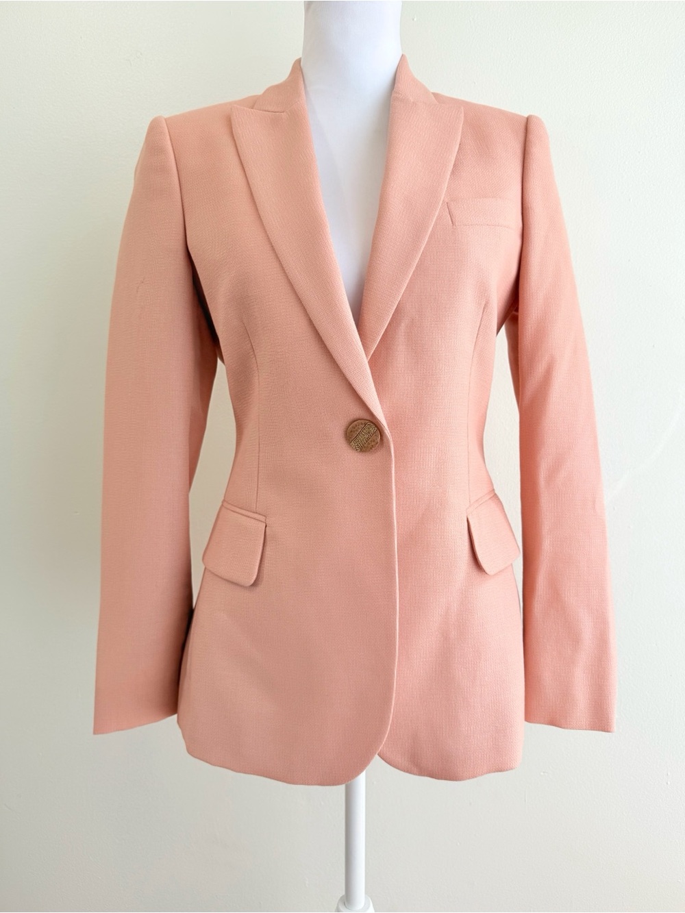 STELLA MCCARTNEY PINK WOOL SINGLE BUTTON BLAZER JACKET - Picture 1 of 15